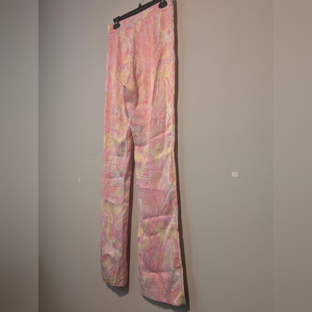Zara Retro Womens Flare Pants With Flowers & Split Bottom Size Medium New No Tag - Picture 16 of 16
